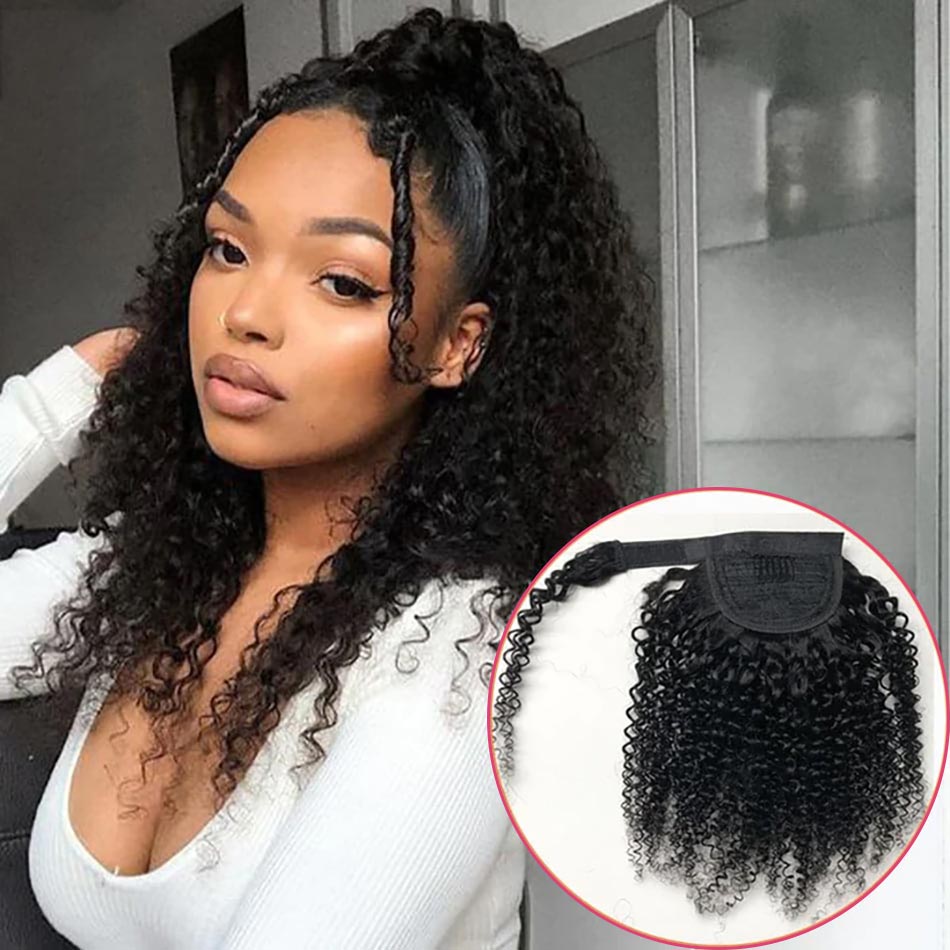 Deep Curly Brazilian Hair Low Curly Ponytail Extension 160g, Low/High  Wraps, Drawstring Closure, Jet Puff Afro For Black Women From Echoli2013,  $61.03 | DHgate.Com